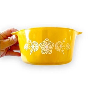 Pyrex 473 Butterfly‎ Gold 1 Quart Round Casserole Fall Vibes Thanksgiving